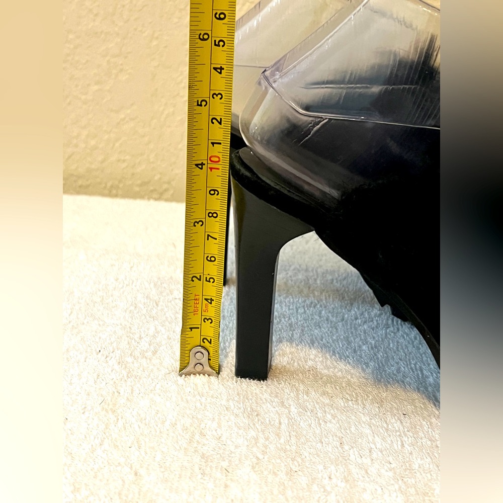 COACH Kristy Black  Suede And Fur Slide On Clogs/Mules Heels Sz 8 B - Picture 5 of 6